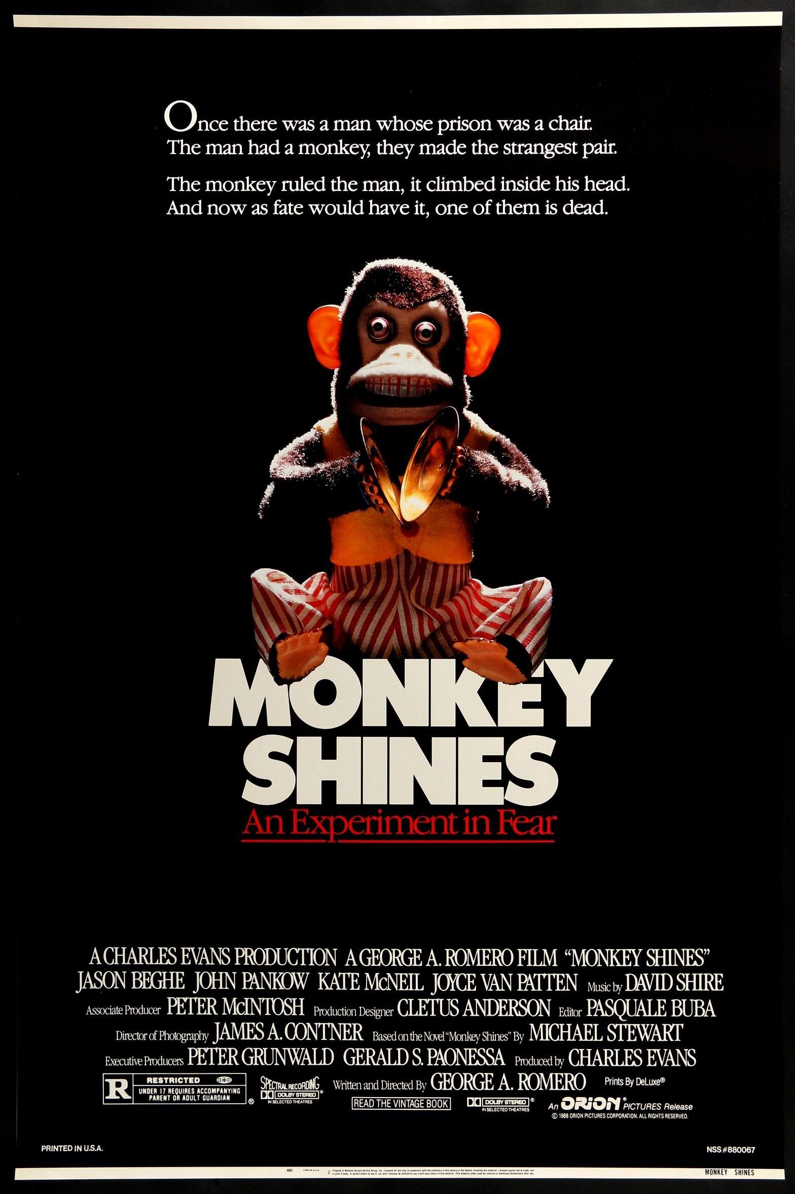 Monkey Shines (1988) original movie poster for sale at Original Film Art - Vintage Movie Posters