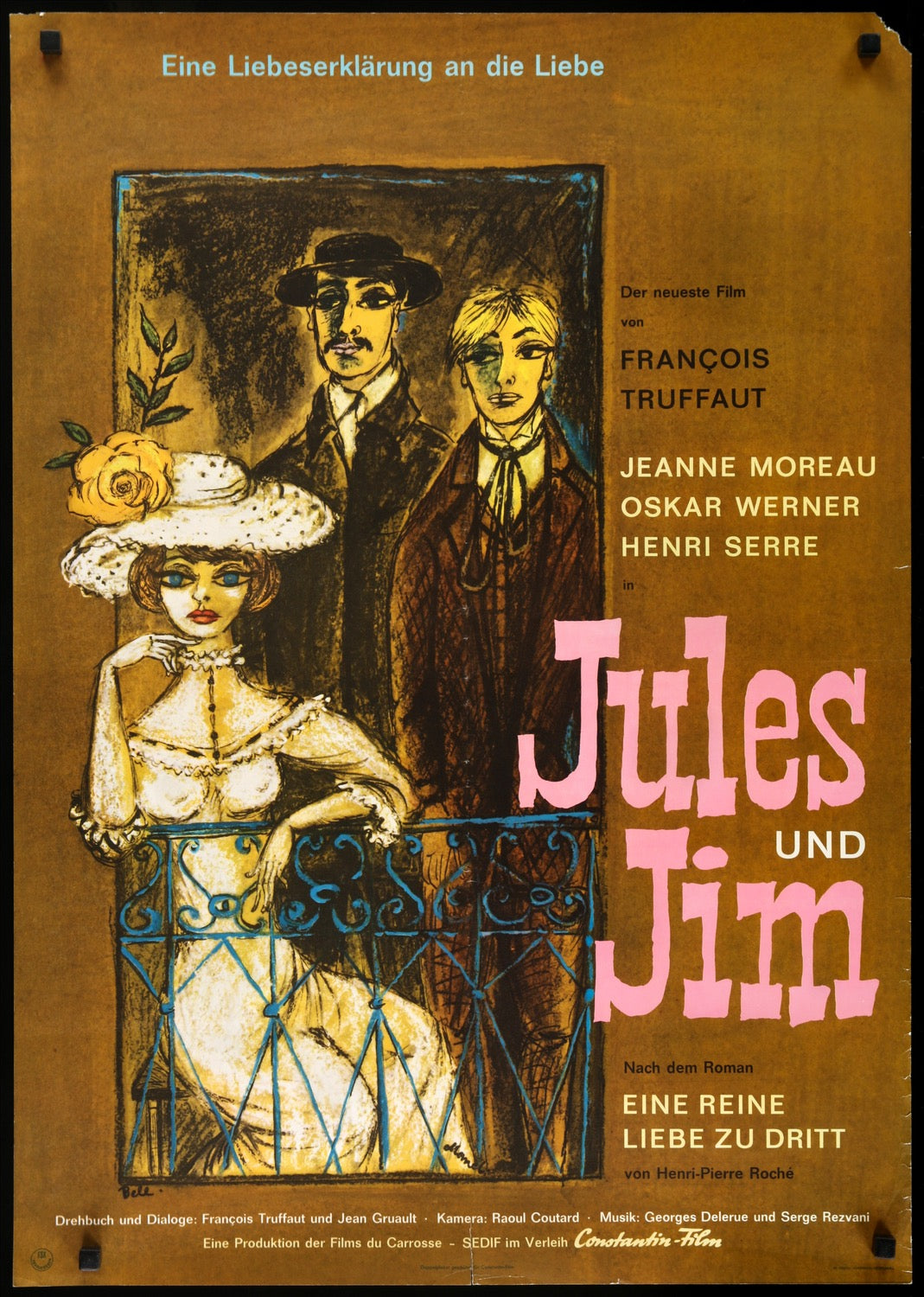 Jules and Jim (1962) original movie poster for sale at Original Film Art - Vintage Movie Posters