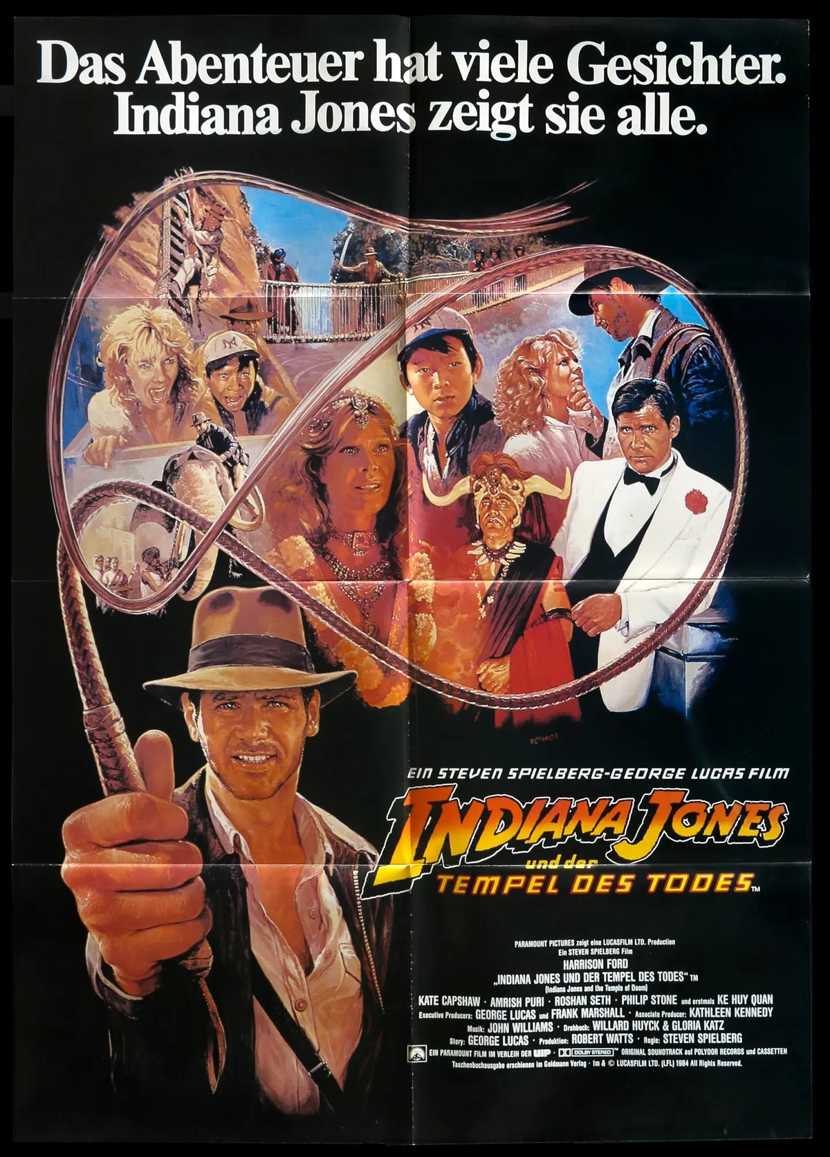 Indiana Jones and the Temple of Doom (1984) original movie poster for sale at Original Film Art - Vintage Movie Posters