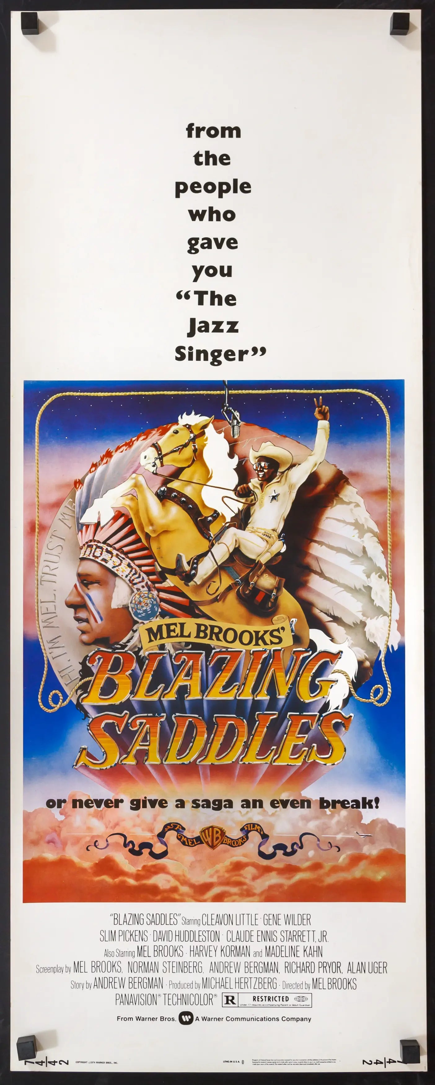 Blazing Saddles 1974 Original Insert Movie Poster Original