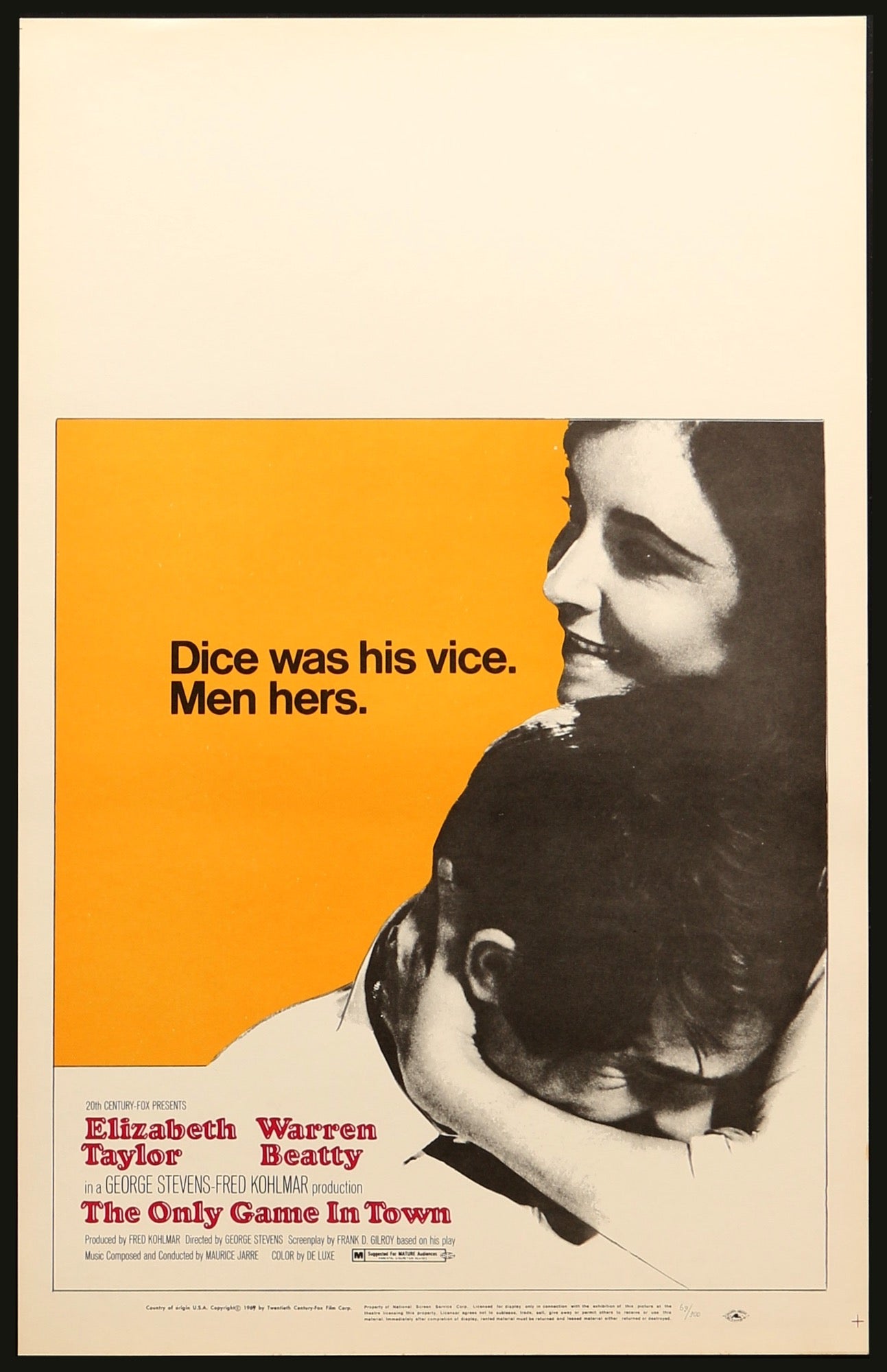 Only Game In Town (1970) original movie poster for sale at Original Film Art - Vintage Movie Posters