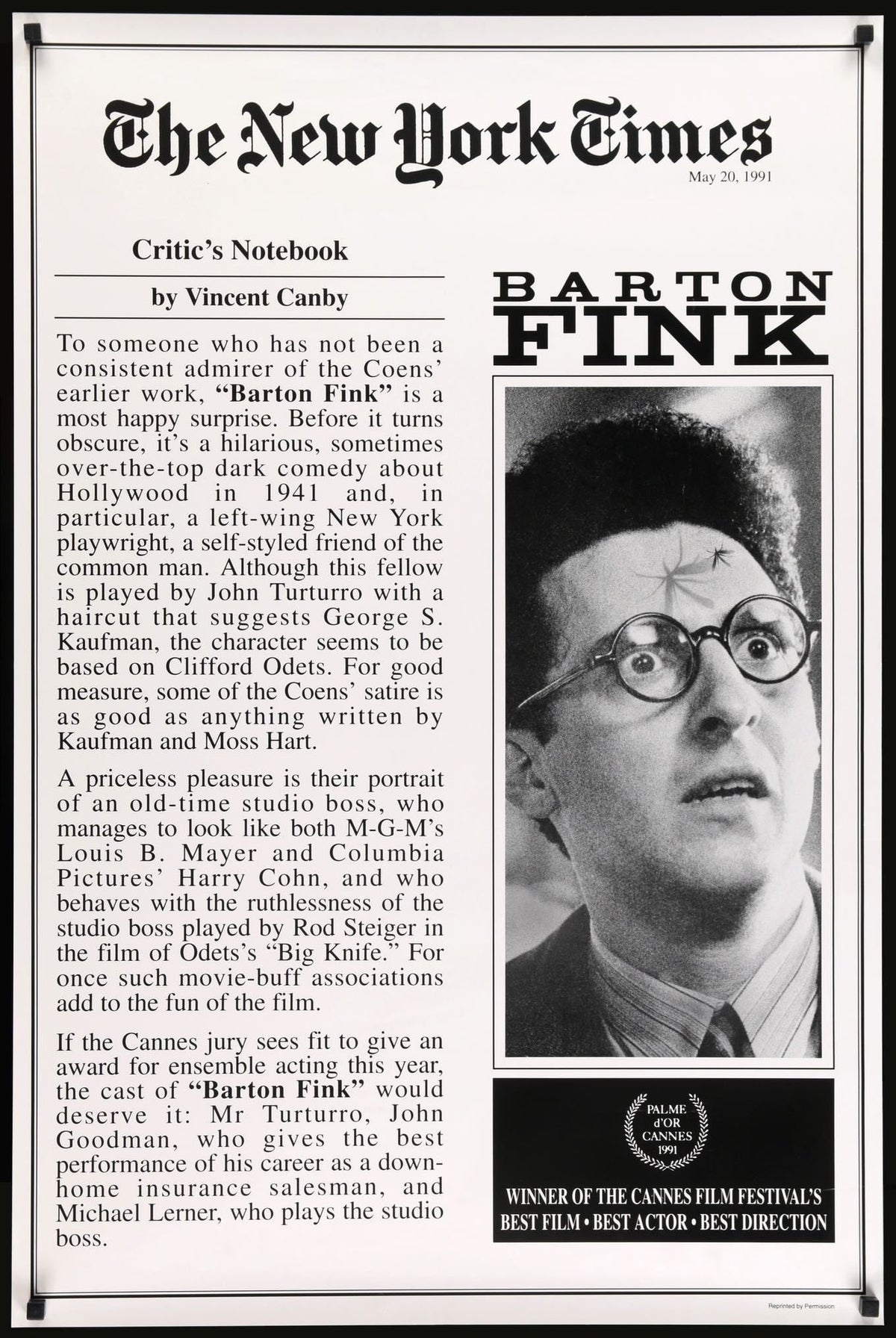 Barton Fink (1991) original movie poster for sale at Original Film Art