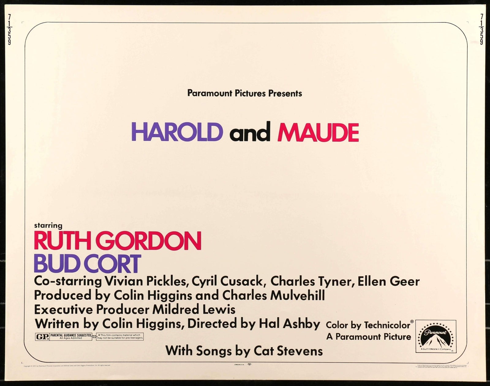 Harold and Maude (1971) original movie poster for sale at Original Film Art - Vintage Movie Posters