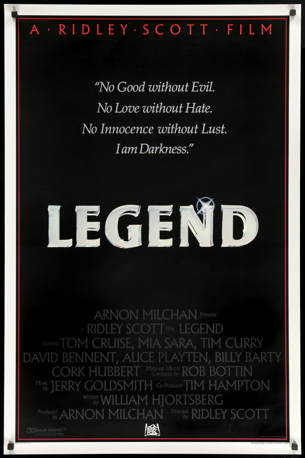 Legend (1985) original movie poster for sale at Original Film Art - Vintage Movie Posters
