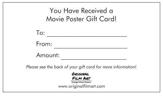 $25 Gift Card original movie poster for sale at Original Film Art - Vintage Movie Posters