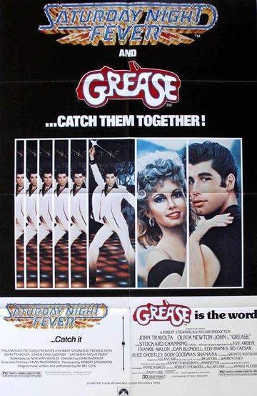 Grease (1978) / Saturday Night Fever (1977) Double Bill original movie poster for sale at Original Film Art - Vintage Movie Posters